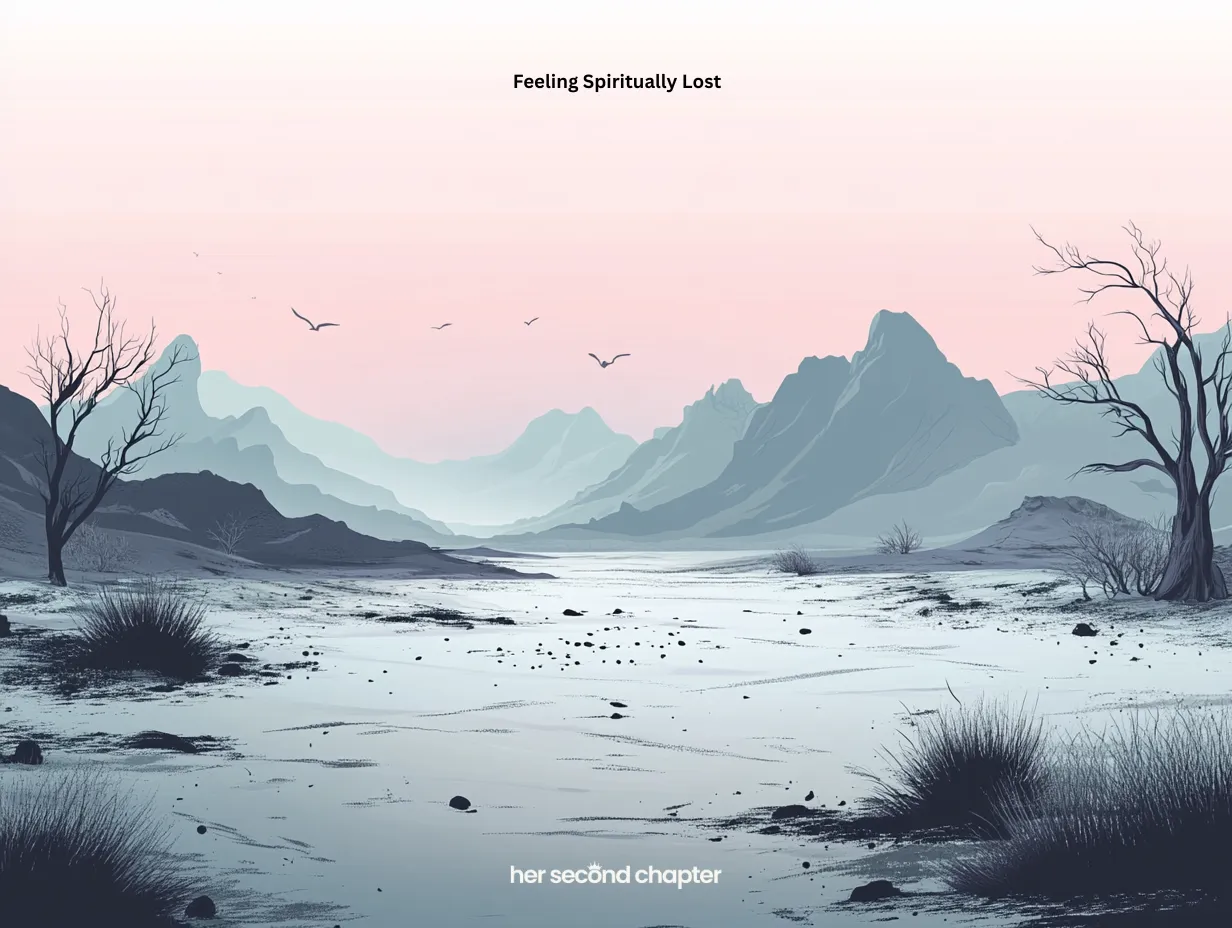 Feeling spiritually lost illustration of a quiet misty landscape symbolizing spiritual confusion and emotional heaviness