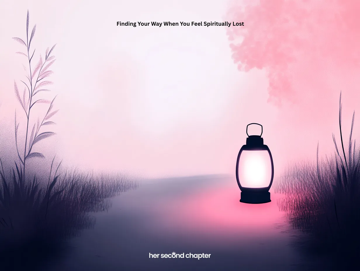 Finding your way spiritually illustration of a lantern lighting a dark path, symbolizing divine guidance and clarity